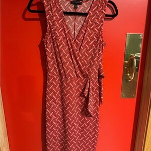 Geometric Red Sleeveless Dress